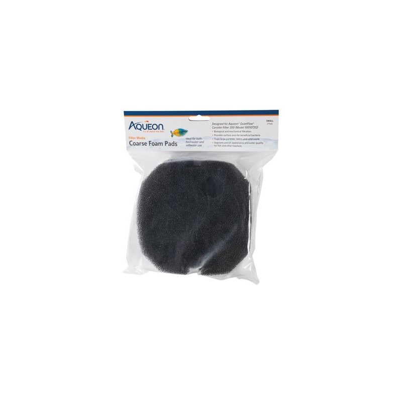 Aqueon QuietFlow Canister 200 Coarse Foam Pad Black Small 2pk 