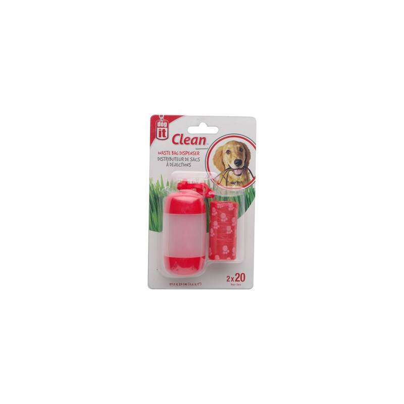 Dogit Bag Dispenser - 2 Rolls/20 Bags -RED