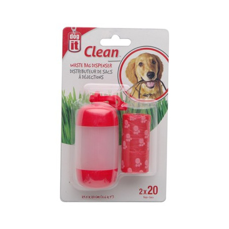 Dogit Bag Dispenser - 2 Rolls/20 Bags -RED