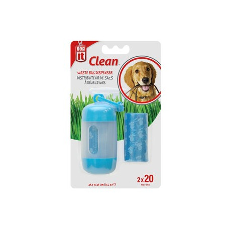 Dogit Bag Dispenser - 2 Rolls/20 Bags -BLUE