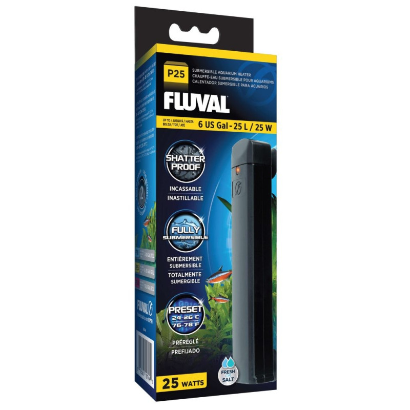 Fluval P25 Submersible Aquarium Heater, 25 W