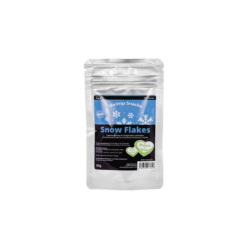 GlasGarten Shrimp Snacks Snow Flakes, Chard-Spinach -30g