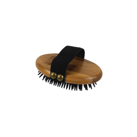 Bamboo Groom Curry Brush with Rubber Bristles