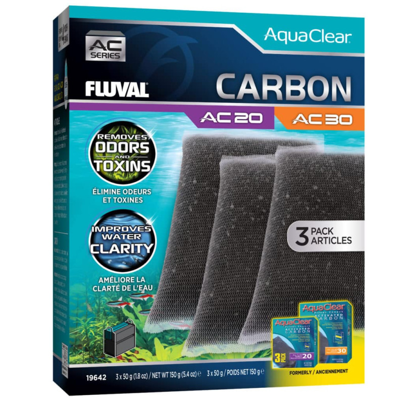 Fluval Carbon for AC20/30 Power Filter, 150 g, 3-Pack