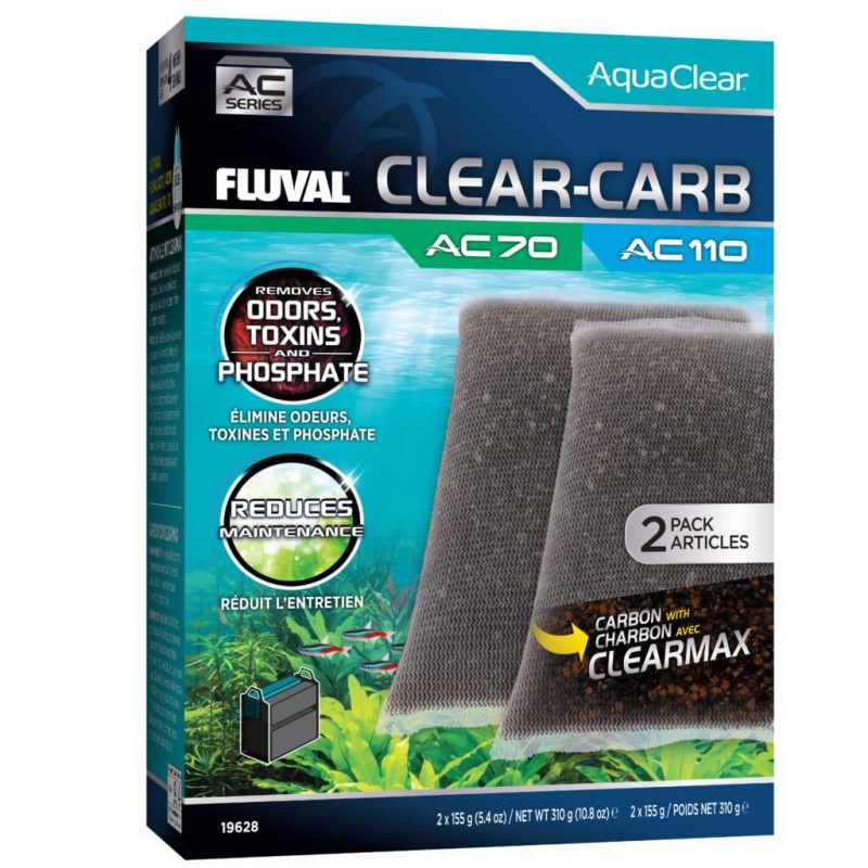 Fluval Clear-Carb for AC70/AC110 Power Filter 155g, 2-Pack